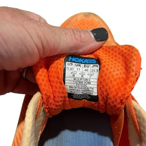 Hoka Clifton 9 Men’s Running Shoe Blue Vibrant Orange Meta Rocker Sneakers - Picture 10 of 10